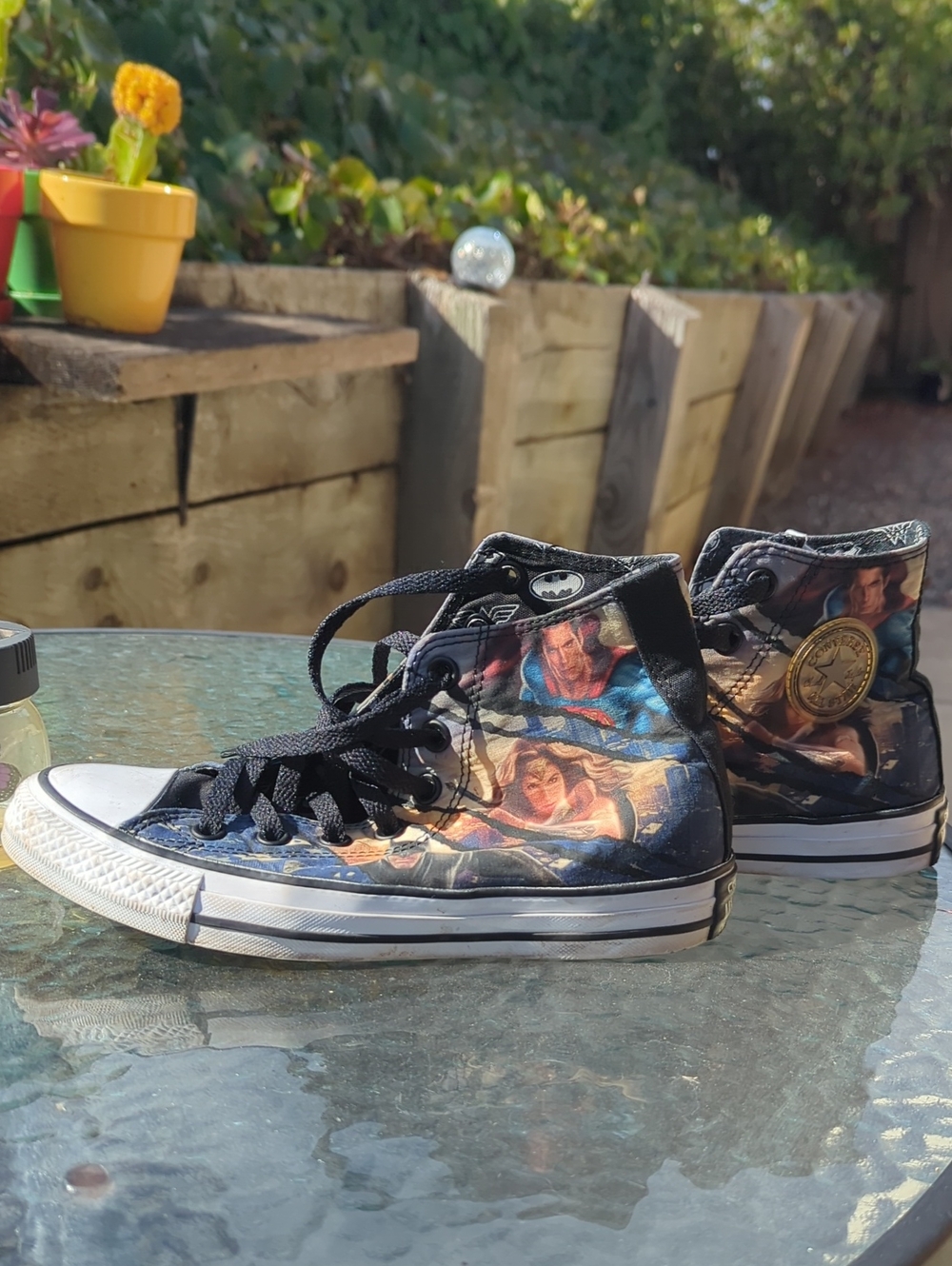 Converse DC X Comic Style Black High-Top Sneakers with Comic Superhero Print